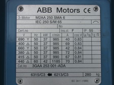 ABB motor name plate