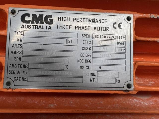 CMG 185Kw, 989 RPM, 6 Pole Electric Motor