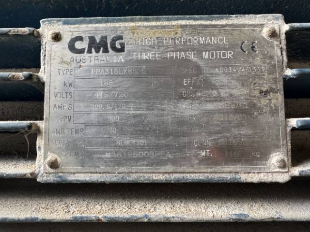 CMG 185Kw, 990 RPM, 6 Pole Electric Motor