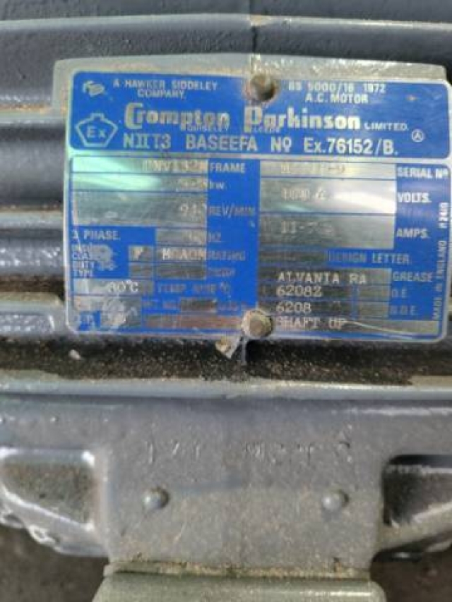 Crompton Parkinson 5.5Kw, 940 RPM, 6 Pole Electric Motor