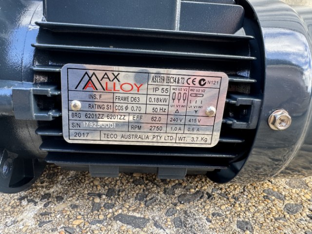 Max Alloy 0.18Kw, 2 Pole, Flange Only, Electric Motor