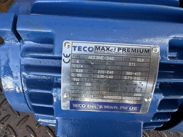 TECO MAX-E 3 Premium 0.18Kw, 910 RPM, 6 Pole Electric Motor