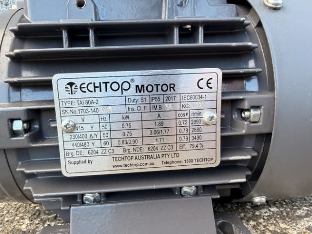 Techtop 0.75Kw, 2890 RPM, 2 Pole, Foot/Flange Electric Motor