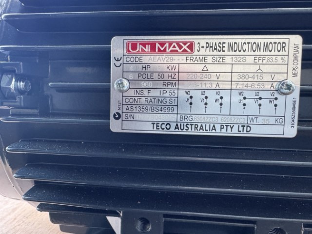 Uni Max 3Kw, 960 RPM, 6 Pole Electric Motor
