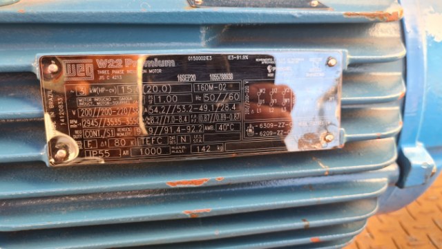 WEG 15Kw, 2 Pole Electric Motor
