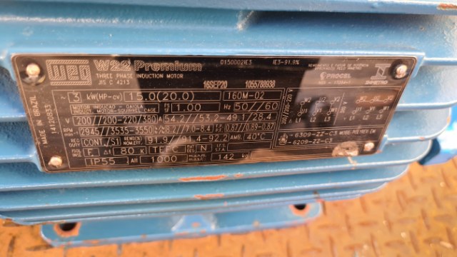 WEG 15Kw, 2 Pole Electric Motor