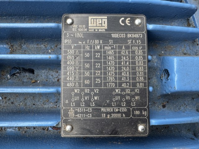 WEG 22Kw, 1465 RPM, 4 Pole Electric Motor