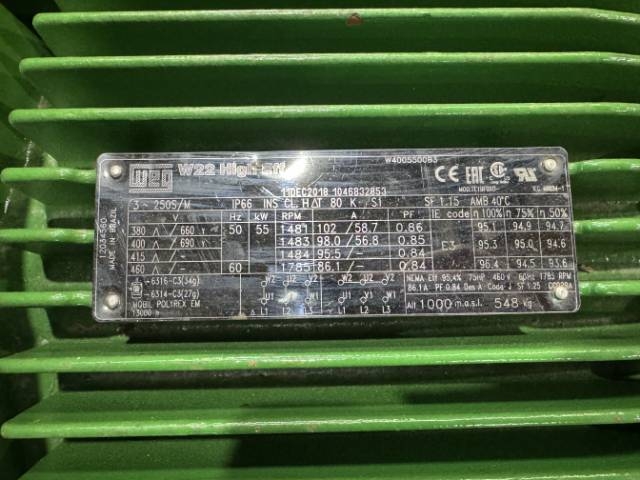 WEG 55Kw, 1480 RPM, 4 Pole Electric Motor
