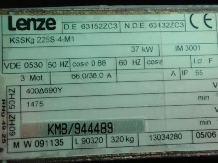 Lenze Geared Motor Name Plate