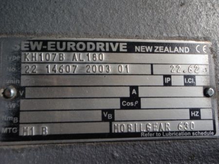 SEW gearbox name plate